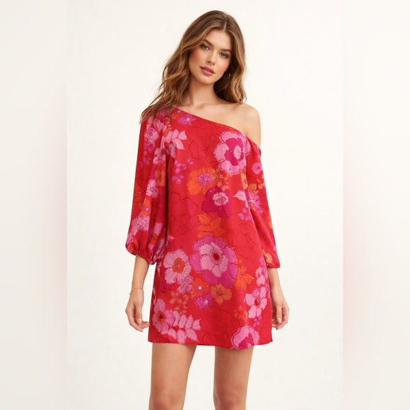 Trina Turk Dresses & Skirts - Trina Turk Women's Pink Admirable One-Shoulder Floral Dress Size 6 NEW EE3199